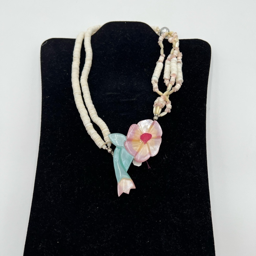 Inlay Pendant Asymmetrical Statement Necklace - Picture 8 of 9